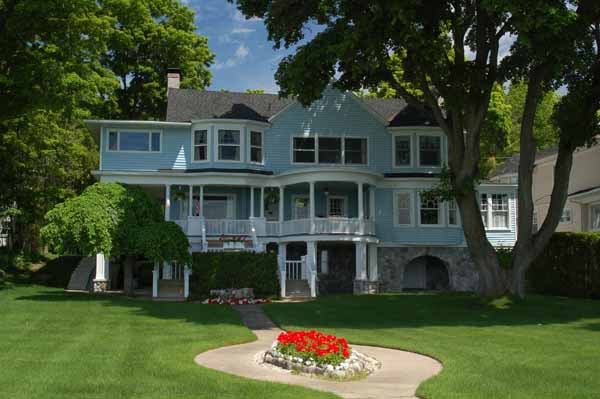 Victorian homes line Beach Road across from Lake Michigan in Harbor Springs